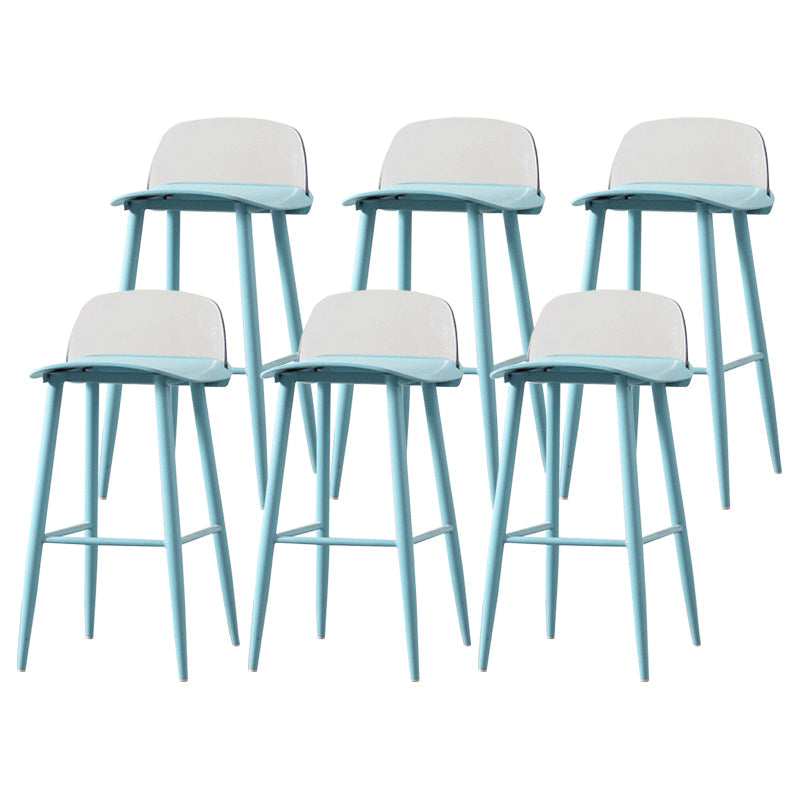 Coffee Shop Footrest Scandinavian Stool Matte Finish Plastic Barstool Blue-Clear 6 Piece Set Bar Stool(30"H) Clearhalo 'Bar Furniture' 'Bar Stools' 'bar_stools' 'furn' 'furn_bar_stools' 'Furniture' 'furniture_bar_stools' 'Kitchen & Dining Furniture' 5034068