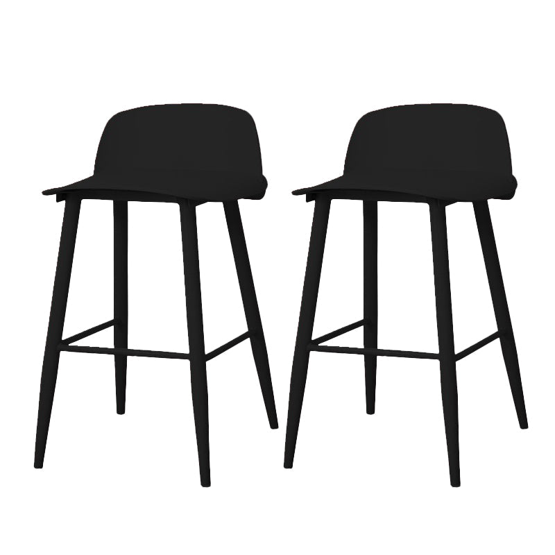 Coffee Shop Footrest Scandinavian Stool Matte Finish Plastic Barstool Black 2 Piece Set Counter Stool (23.5"H) Clearhalo 'Bar Furniture' 'Bar Stools' 'bar_stools' 'furn' 'furn_bar_stools' 'Furniture' 'furniture_bar_stools' 'Kitchen & Dining Furniture' 5034070