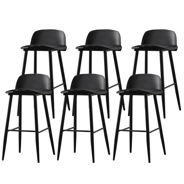 Coffee Shop Footrest Scandinavian Stool Matte Finish Plastic Barstool Black 6 Piece Set Bar Stool(30"H) Clearhalo 'Bar Furniture' 'Bar Stools' 'bar_stools' 'furn' 'furn_bar_stools' 'Furniture' 'furniture_bar_stools' 'Kitchen & Dining Furniture' 5034076