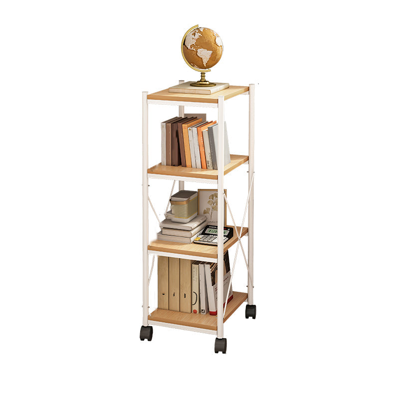 Scandinavian Style Etagere Bookcase Metal Open Back Bookshelf with Wheels 9.1"L x 15.7"W x 42.9"H Clearhalo 'Bookcases' 'furn' 'furn_bookcases' 'Furniture' 'furniture_bookcases' 'Office Furniture' 5034975