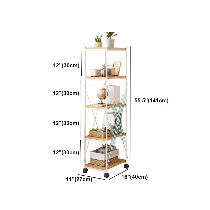 Scandinavian Style Etagere Bookcase Metal Open Back Bookshelf with Wheels Clearhalo 'Bookcases' 'furn' 'furn_bookcases' 'Furniture' 'furniture_bookcases' 'Office Furniture' 5034984