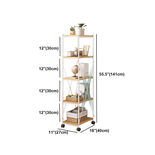 Scandinavian Style Etagere Bookcase Metal Open Back Bookshelf with Wheels Clearhalo 'Bookcases' 'furn' 'furn_bookcases' 'Furniture' 'furniture_bookcases' 'Office Furniture' 5034984