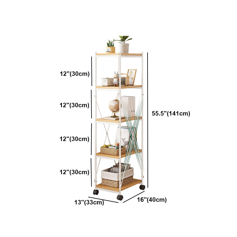 Scandinavian Style Etagere Bookcase Metal Open Back Bookshelf with Wheels Clearhalo 'Bookcases' 'furn' 'furn_bookcases' 'Furniture' 'furniture_bookcases' 'Office Furniture' 5034985