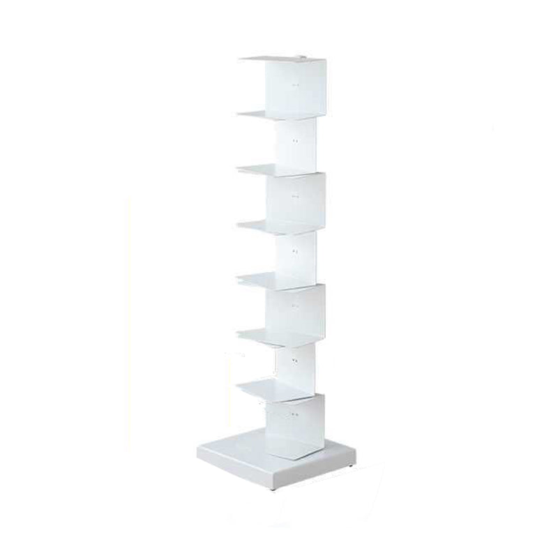 Scandinavian Vertical Corner Bookshelf Stainless Steel Material Bookshelf for Office White 13.8"L x 13.8"W x 49.6"H Clearhalo 'Bookcases' 'Furniture' 'furniture_bookcases' 'Office Furniture' 5034988