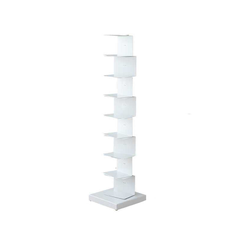 Scandinavian Vertical Corner Bookshelf Stainless Steel Material Bookshelf for Office White 13.8"L x 13.8"W x 56.7"H Clearhalo 'Bookcases' 'Furniture' 'furniture_bookcases' 'Office Furniture' 5034990