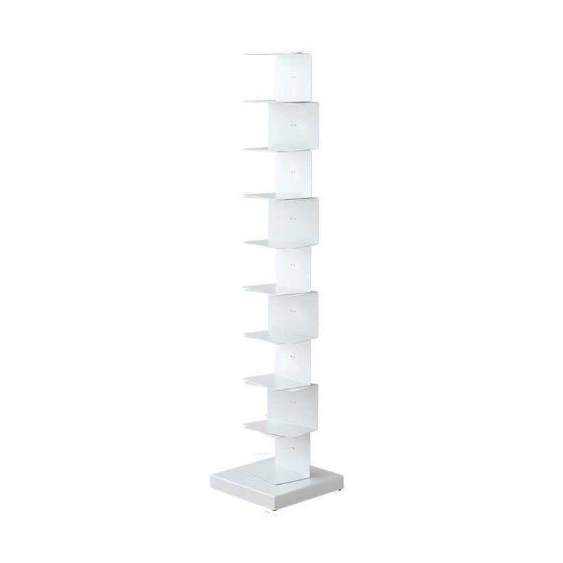 Scandinavian Vertical Corner Bookshelf Stainless Steel Material Bookshelf for Office White 13.8"L x 13.8"W x 63.4"H Clearhalo 'Bookcases' 'Furniture' 'furniture_bookcases' 'Office Furniture' 5034992