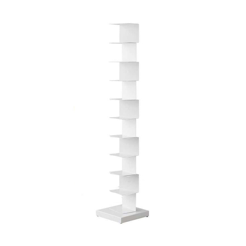 Scandinavian Vertical Corner Bookshelf Stainless Steel Material Bookshelf for Office White 13.8"L x 13.8"W x 70.1"H Clearhalo 'Bookcases' 'Furniture' 'furniture_bookcases' 'Office Furniture' 5034995