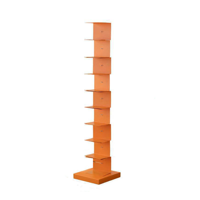 Scandinavian Vertical Corner Bookshelf Stainless Steel Material Bookshelf for Office Orange 13.8"L x 13.8"W x 63.4"H Clearhalo 'Bookcases' 'Furniture' 'furniture_bookcases' 'Office Furniture' 5035010