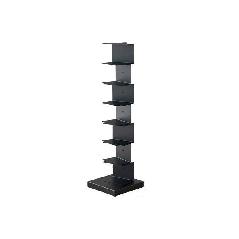 Scandinavian Vertical Corner Bookshelf Stainless Steel Material Bookshelf for Office Black 13.8"L x 13.8"W x 49.6"H Clearhalo 'Bookcases' 'Furniture' 'furniture_bookcases' 'Office Furniture' 5035014