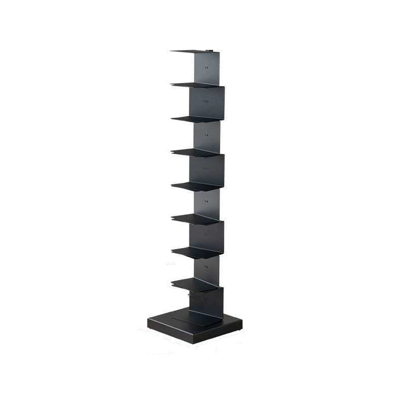 Scandinavian Vertical Corner Bookshelf Stainless Steel Material Bookshelf for Office Black 13.8"L x 13.8"W x 56.7"H Clearhalo 'Bookcases' 'Furniture' 'furniture_bookcases' 'Office Furniture' 5035015