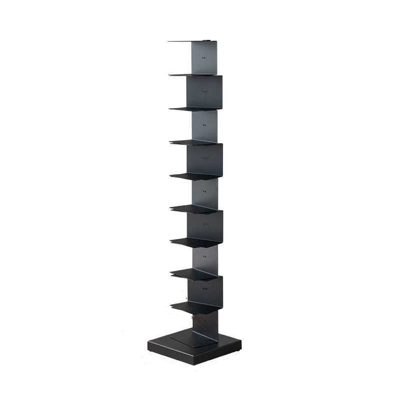 Scandinavian Vertical Corner Bookshelf Stainless Steel Material Bookshelf for Office Black 13.8"L x 13.8"W x 63.4"H Clearhalo 'Bookcases' 'Furniture' 'furniture_bookcases' 'Office Furniture' 5035016