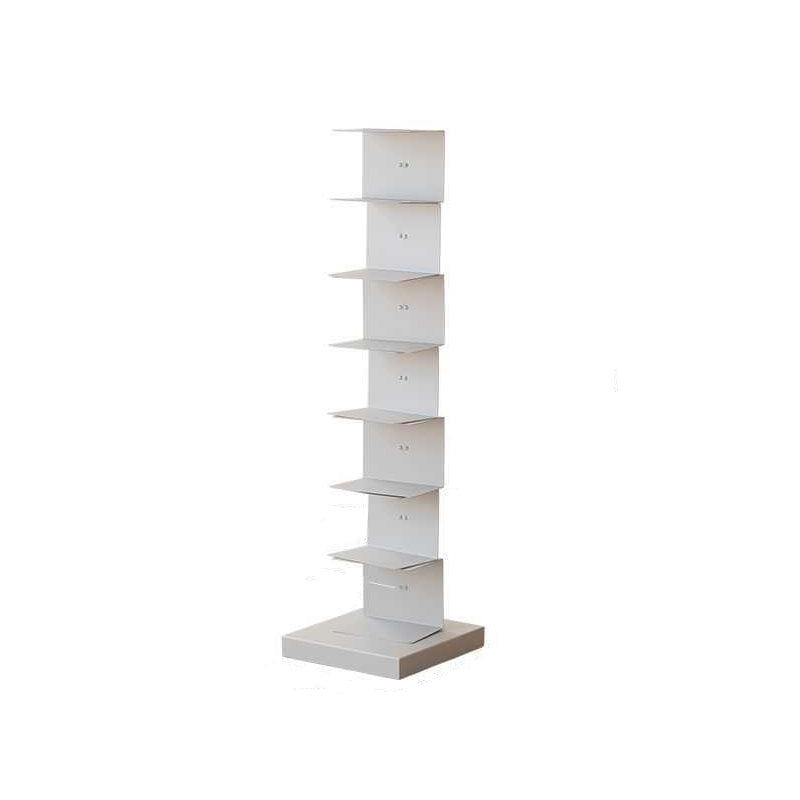 Scandinavian Vertical Corner Bookshelf Stainless Steel Material Bookshelf for Office Grey 13.8"L x 13.8"W x 49.6"H Clearhalo 'Bookcases' 'Furniture' 'furniture_bookcases' 'Office Furniture' 5035020