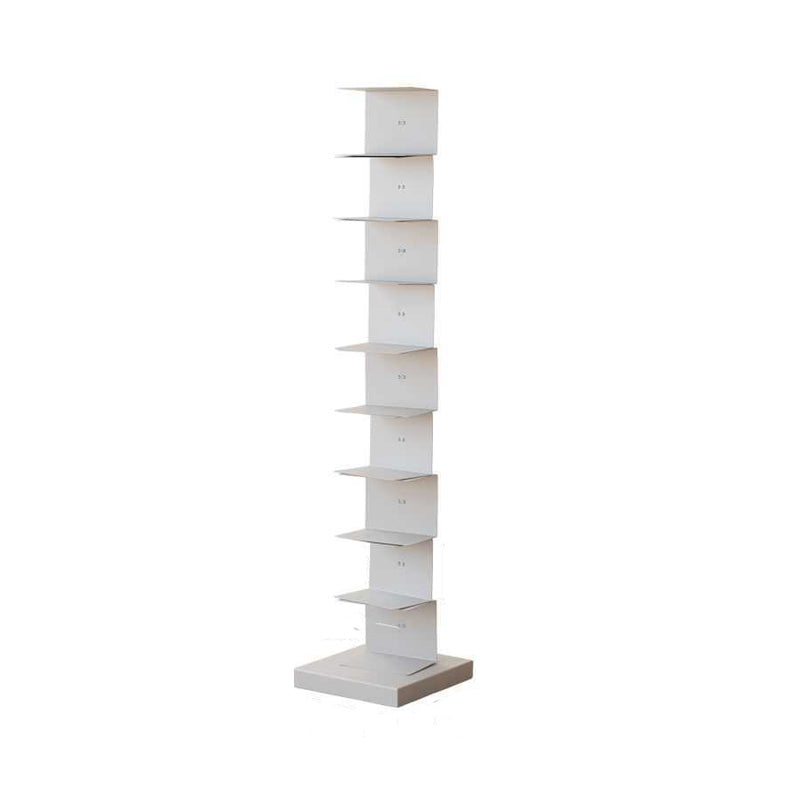 Scandinavian Vertical Corner Bookshelf Stainless Steel Material Bookshelf for Office Grey 13.8"L x 13.8"W x 63.4"H Clearhalo 'Bookcases' 'Furniture' 'furniture_bookcases' 'Office Furniture' 5035022
