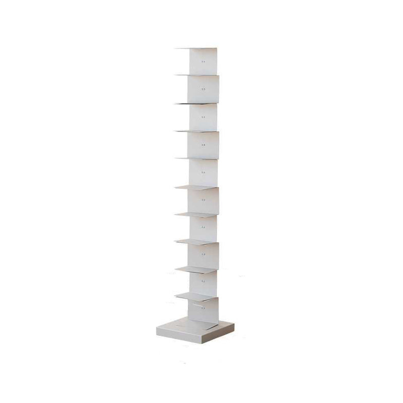 Scandinavian Vertical Corner Bookshelf Stainless Steel Material Bookshelf for Office Grey 13.8"L x 13.8"W x 70.1"H Clearhalo 'Bookcases' 'Furniture' 'furniture_bookcases' 'Office Furniture' 5035023