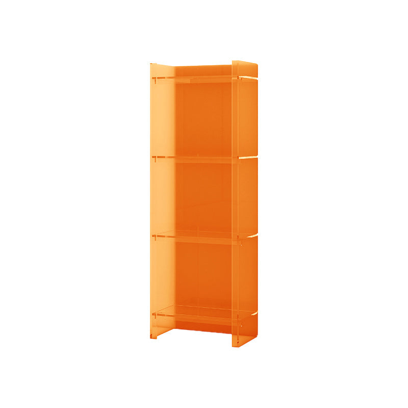 Acrylic Closed Back Standard Bookshelf Glam Vertical Bookshelf 15.7"L x 9.8"W x 46.5"H Orange Clearhalo 'Bookcases' 'furn' 'furn_bookcases' 'Furniture' 'furniture_bookcases' 'Office Furniture' 5035094