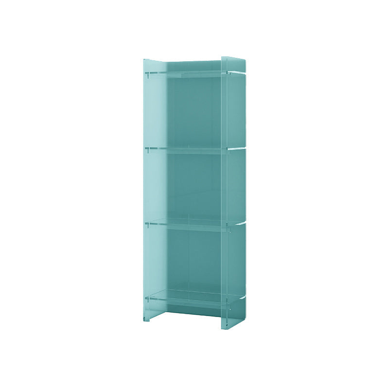 Acrylic Closed Back Standard Bookshelf Glam Vertical Bookshelf 15.7"L x 9.8"W x 46.5"H Aqua Clearhalo 'Bookcases' 'furn' 'furn_bookcases' 'Furniture' 'furniture_bookcases' 'Office Furniture' 5035096