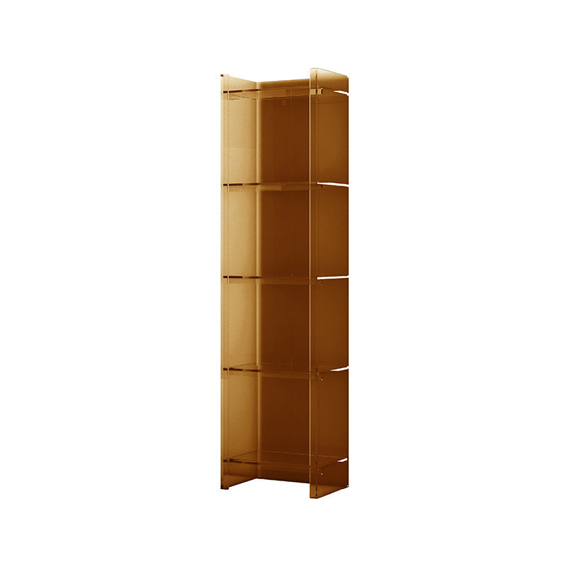 Acrylic Closed Back Standard Bookshelf Glam Vertical Bookshelf 15.7"L x 9.8"W x 59.8"H Brown Clearhalo 'Bookcases' 'furn' 'furn_bookcases' 'Furniture' 'furniture_bookcases' 'Office Furniture' 5035104