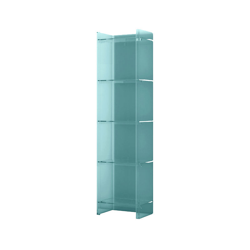 Acrylic Closed Back Standard Bookshelf Glam Vertical Bookshelf 15.7"L x 9.8"W x 59.8"H Aqua Clearhalo 'Bookcases' 'furn' 'furn_bookcases' 'Furniture' 'furniture_bookcases' 'Office Furniture' 5035108