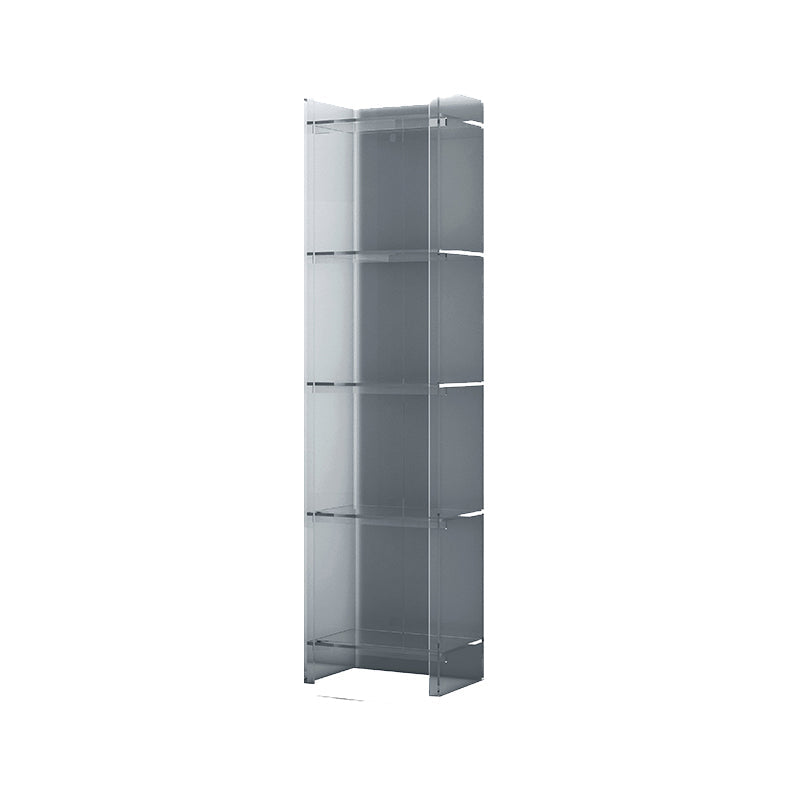 Acrylic Closed Back Standard Bookshelf Glam Vertical Bookshelf 15.7"L x 9.8"W x 59.8"H Grey Clearhalo 'Bookcases' 'furn' 'furn_bookcases' 'Furniture' 'furniture_bookcases' 'Office Furniture' 5035111