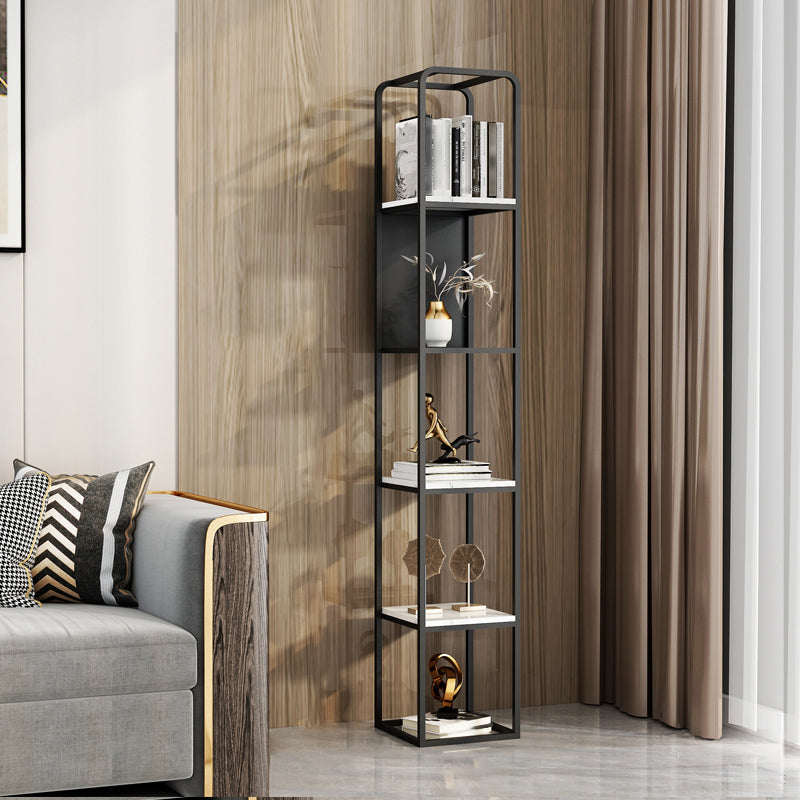 Glam Style Metal Bookshelf Open Etagere Shelf Bookcase for Home Office 11.8"L x 11.8"W x 70.9"H Black Clearhalo 'Bookcases' 'furn' 'furn_bookcases' 'Furniture' 'furniture_bookcases' 'Office Furniture' 5035125