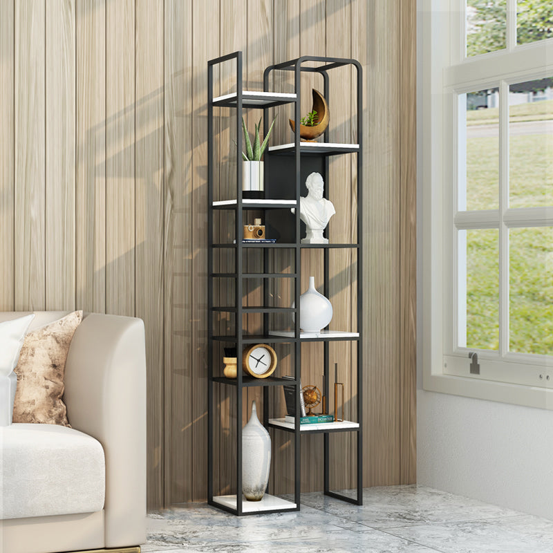 Glam Style Metal Bookshelf Open Etagere Shelf Bookcase for Home Office 23.6"L x 11.8"W x 70.9"H Black Clearhalo 'Bookcases' 'furn' 'furn_bookcases' 'Furniture' 'furniture_bookcases' 'Office Furniture' 5035127