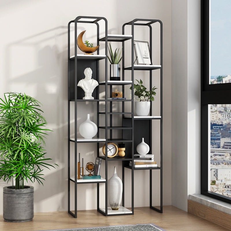 Glam Style Metal Bookshelf Open Etagere Shelf Bookcase for Home Office 35.4"L x 11.8"W x 70.9"H Black Clearhalo 'Bookcases' 'furn' 'furn_bookcases' 'Furniture' 'furniture_bookcases' 'Office Furniture' 5035129