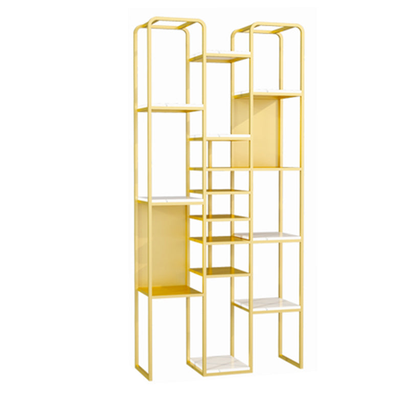 Glam Style Metal Bookshelf Open Etagere Shelf Bookcase for Home Office 35.4"L x 11.8"W x 70.9"H Gold Clearhalo 'Bookcases' 'furn' 'furn_bookcases' 'Furniture' 'furniture_bookcases' 'Office Furniture' 5035136
