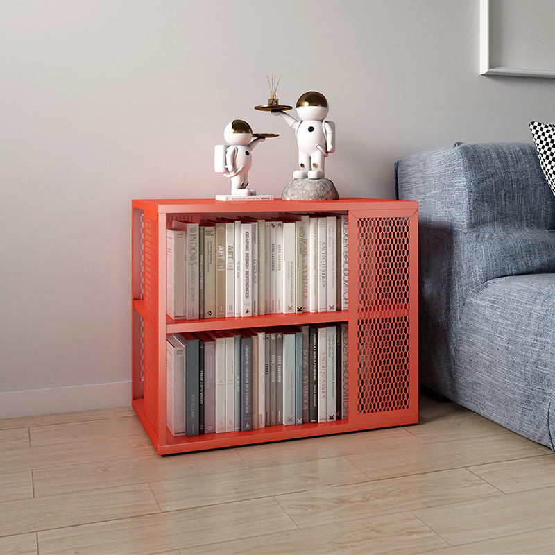 Scandinavian Metal Open Etagere Bookshelf with Iron Frame and Shelf Orange Red 27.6"L x 13.8"W x 24.8"H Clearhalo 'Bookcases' 'Furniture' 'furniture_bookcases' 'Office Furniture' 5035183
