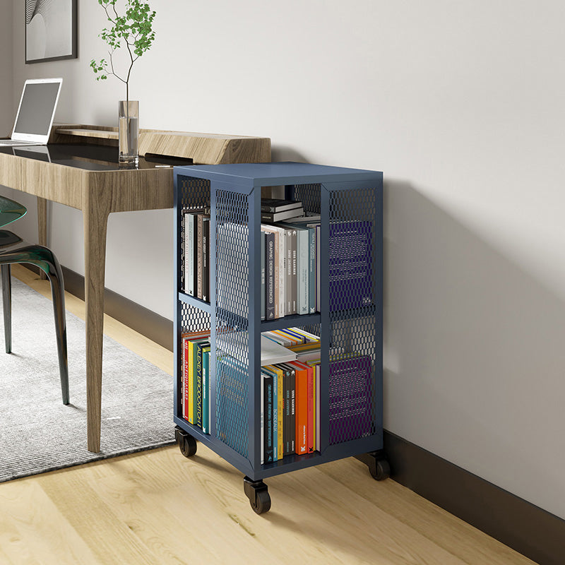 Scandinavian Metal Open Etagere Bookshelf with Iron Frame and Shelf Navy 13.8"L x 13.8"W x 27.6"H Clearhalo 'Bookcases' 'Furniture' 'furniture_bookcases' 'Office Furniture' 5035189