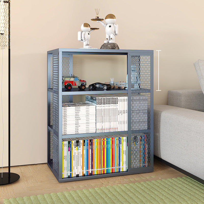 Scandinavian Metal Open Etagere Bookshelf with Iron Frame and Shelf Navy 27.6"L x 13.8"W x 36.8"H Clearhalo 'Bookcases' 'Furniture' 'furniture_bookcases' 'Office Furniture' 5035194