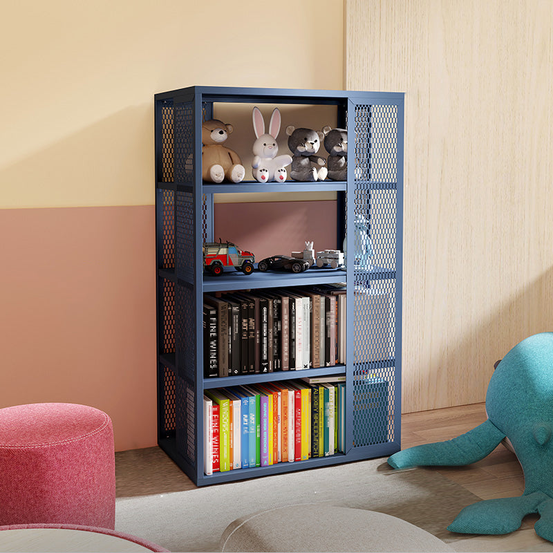 Scandinavian Metal Open Etagere Bookshelf with Iron Frame and Shelf Navy 27.6"L x 13.8"W x 48.6"H Clearhalo 'Bookcases' 'Furniture' 'furniture_bookcases' 'Office Furniture' 5035197