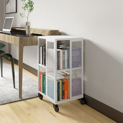 Scandinavian Metal Open Etagere Bookshelf with Iron Frame and Shelf White 13.8"L x 13.8"W x 27.6"H Clearhalo 'Bookcases' 'Furniture' 'furniture_bookcases' 'Office Furniture' 5035201