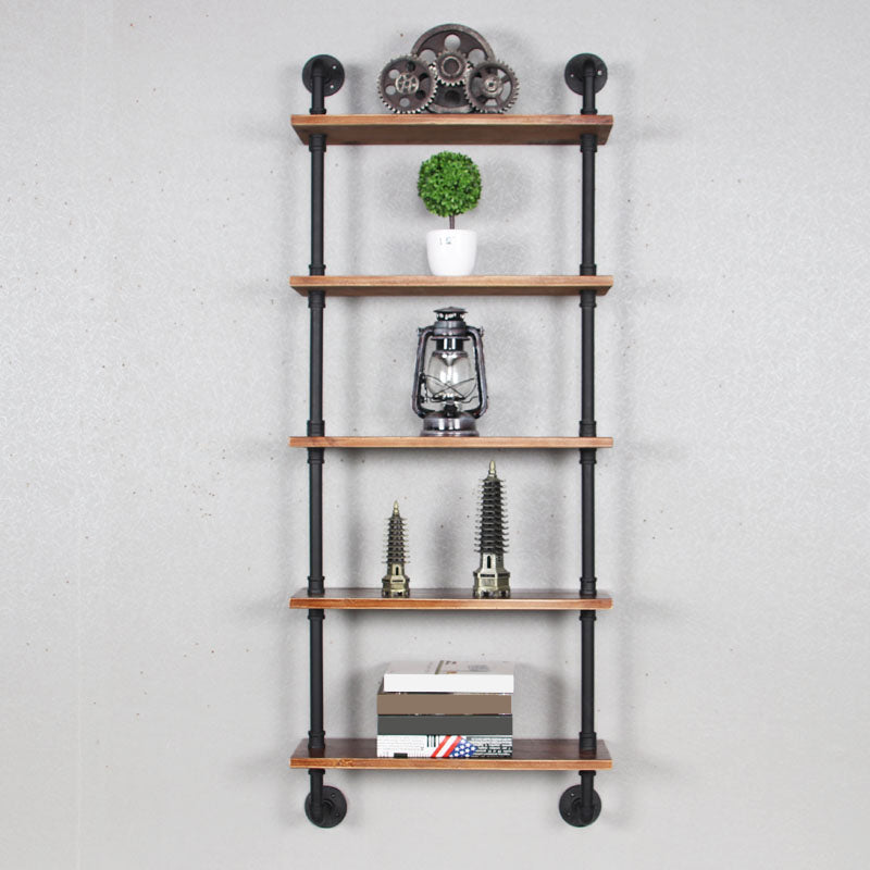Metal Floating Bookcase Industrial Style Closed Back Shelf for Home Office 23.6"L x 7.9"W x 59.1"H Clearhalo 'Bookcases' 'furn' 'furn_bookcases' 'Furniture' 'furniture_bookcases' 'Office Furniture' 5035242
