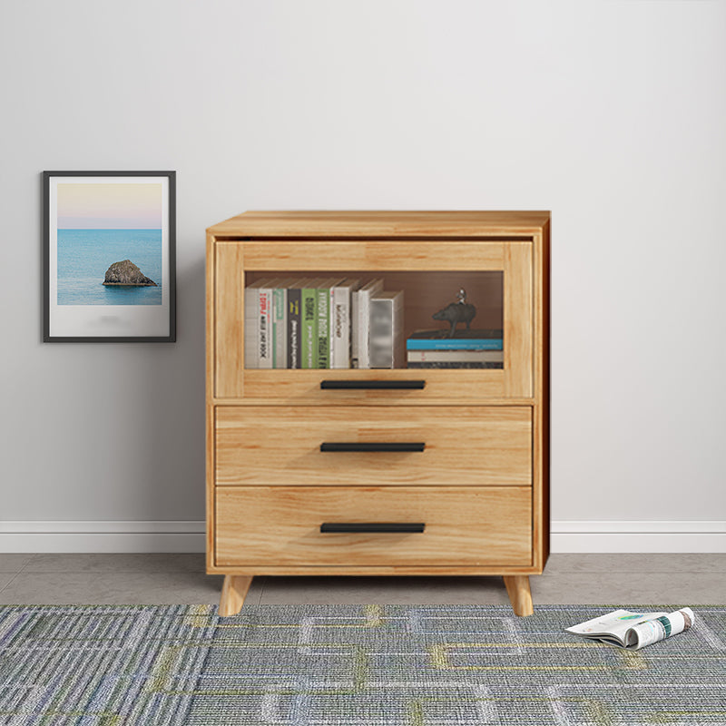 Manufactured Wood Standard Bookcase Scandinavian Bookcase with Door 31.5"L x 15.4"W x 37"H Natural Drawers Clearhalo 'Bookcases' 'furn' 'furn_bookcases' 'Furniture' 'furniture_bookcases' 'Office Furniture' 5035272