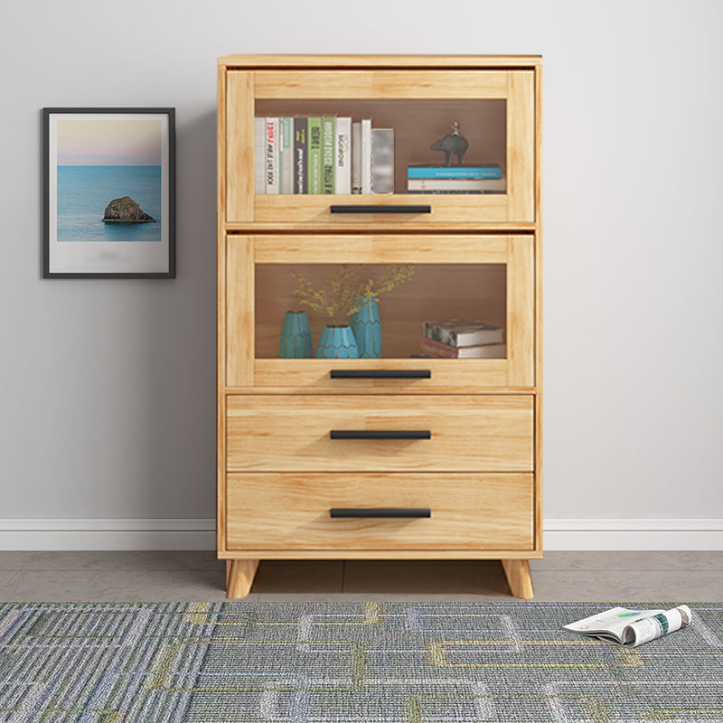 Manufactured Wood Standard Bookcase Scandinavian Bookcase with Door 31.5"L x 15.4"W x 53.1"H Natural Drawers Clearhalo 'Bookcases' 'furn' 'furn_bookcases' 'Furniture' 'furniture_bookcases' 'Office Furniture' 5035274