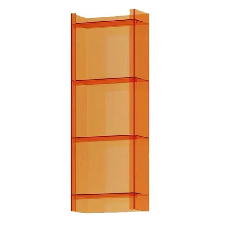 Scandinavian Style Shelf Bookcase Acrylic Closed Back Bookshelf for Home Office 15.7"L x 9.8"W x 46.5"H Orange Clearhalo 'Bookcases' 'furn' 'furn_bookcases' 'Furniture' 'furniture_bookcases' 'Office Furniture' 5035326