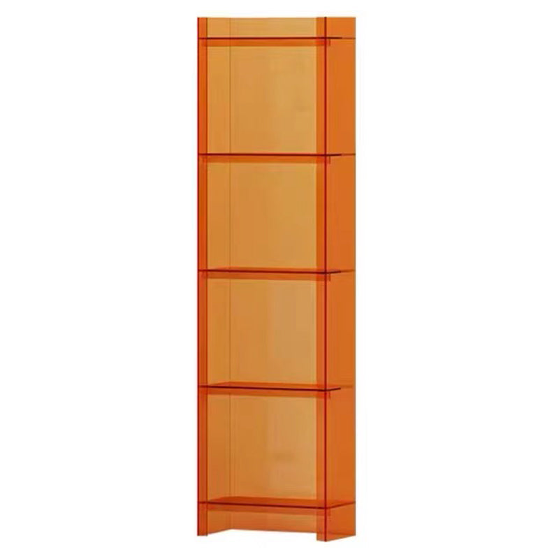 Scandinavian Style Shelf Bookcase Acrylic Closed Back Bookshelf for Home Office 15.7"L x 9.8"W x 59.8"H Orange Clearhalo 'Bookcases' 'furn' 'furn_bookcases' 'Furniture' 'furniture_bookcases' 'Office Furniture' 5035328
