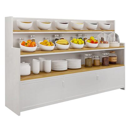 Dining Room Open Storage Buffet Table Modern Wood Sideboard Table with 2 Cabinets White Clearhalo 'buffet_sideboard' 'Buffets & Sideboards' 'furn' 'furn_buffet_sideboard' 'Furniture' 'furniture_buffet_sideboard' 'Kitchen & Dining Furniture' 5035347