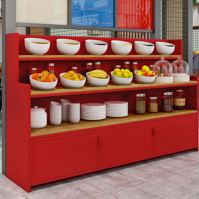 Dining Room Open Storage Buffet Table Modern Wood Sideboard Table with 2 Cabinets Clearhalo 'buffet_sideboard' 'Buffets & Sideboards' 'furn' 'furn_buffet_sideboard' 'Furniture' 'furniture_buffet_sideboard' 'Kitchen & Dining Furniture' 5035351