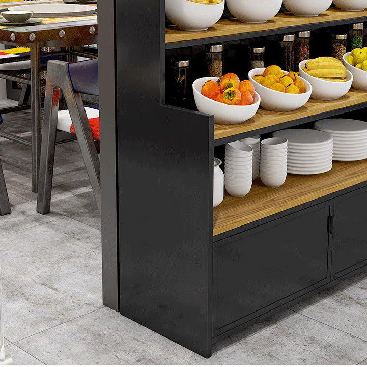 Dining Room Open Storage Buffet Table Modern Wood Sideboard Table with 2 Cabinets Clearhalo 'buffet_sideboard' 'Buffets & Sideboards' 'furn' 'furn_buffet_sideboard' 'Furniture' 'furniture_buffet_sideboard' 'Kitchen & Dining Furniture' 5035355