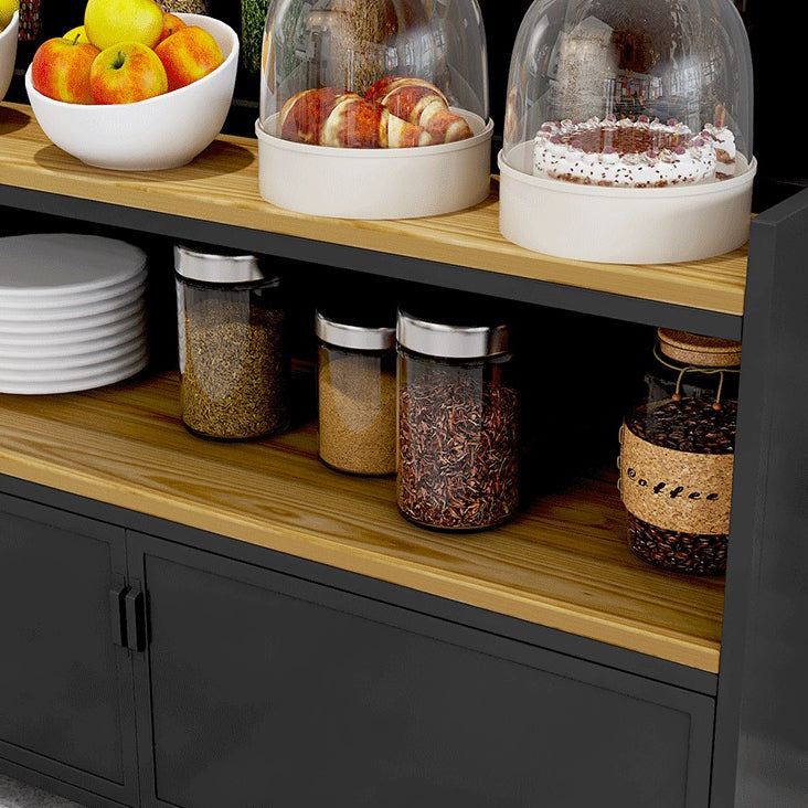 Dining Room Open Storage Buffet Table Modern Wood Sideboard Table with 2 Cabinets Clearhalo 'buffet_sideboard' 'Buffets & Sideboards' 'furn' 'furn_buffet_sideboard' 'Furniture' 'furniture_buffet_sideboard' 'Kitchen & Dining Furniture' 5035356