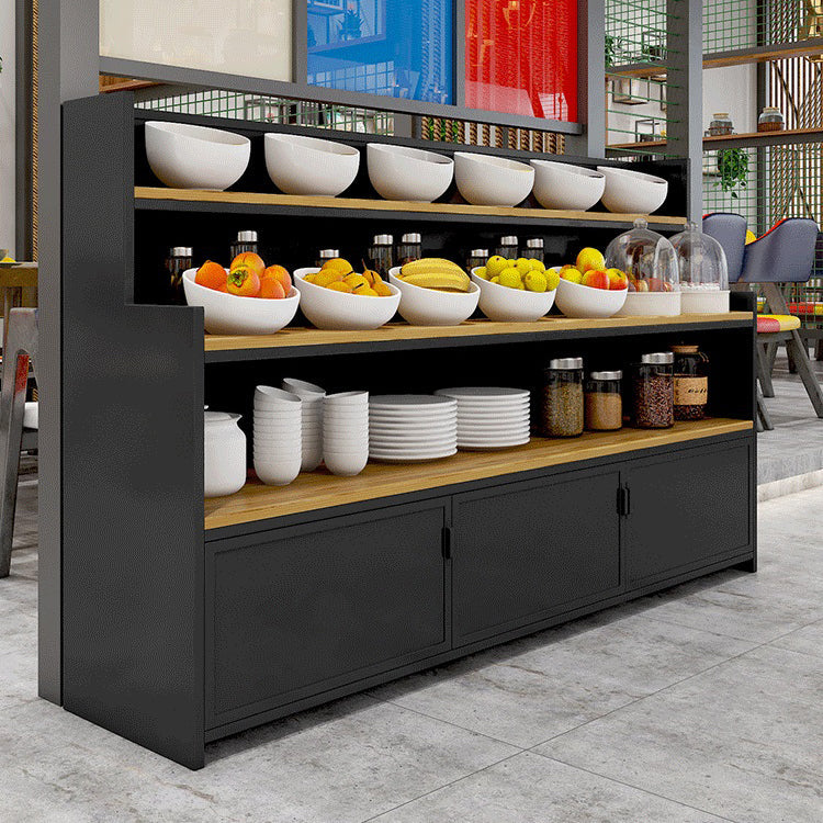 Dining Room Open Storage Buffet Table Modern Wood Sideboard Table with 2 Cabinets Clearhalo 'buffet_sideboard' 'Buffets & Sideboards' 'furn' 'furn_buffet_sideboard' 'Furniture' 'furniture_buffet_sideboard' 'Kitchen & Dining Furniture' 5035358