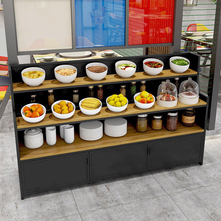 Dining Room Open Storage Buffet Table Modern Wood Sideboard Table with 2 Cabinets Clearhalo 'buffet_sideboard' 'Buffets & Sideboards' 'furn' 'furn_buffet_sideboard' 'Furniture' 'furniture_buffet_sideboard' 'Kitchen & Dining Furniture' 5035359