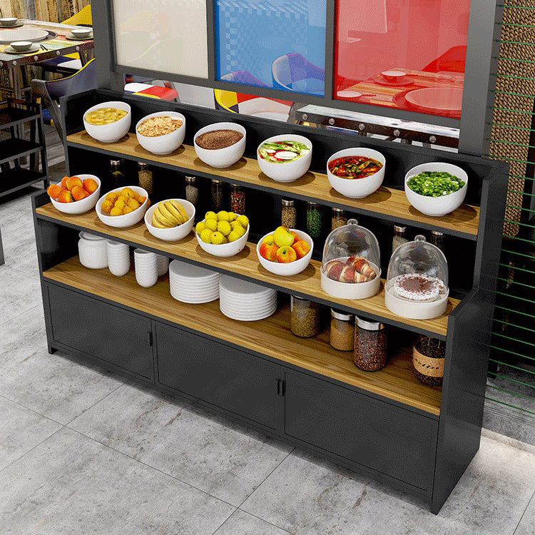 Dining Room Open Storage Buffet Table Modern Wood Sideboard Table with 2 Cabinets Clearhalo 'buffet_sideboard' 'Buffets & Sideboards' 'furn' 'furn_buffet_sideboard' 'Furniture' 'furniture_buffet_sideboard' 'Kitchen & Dining Furniture' 5035360