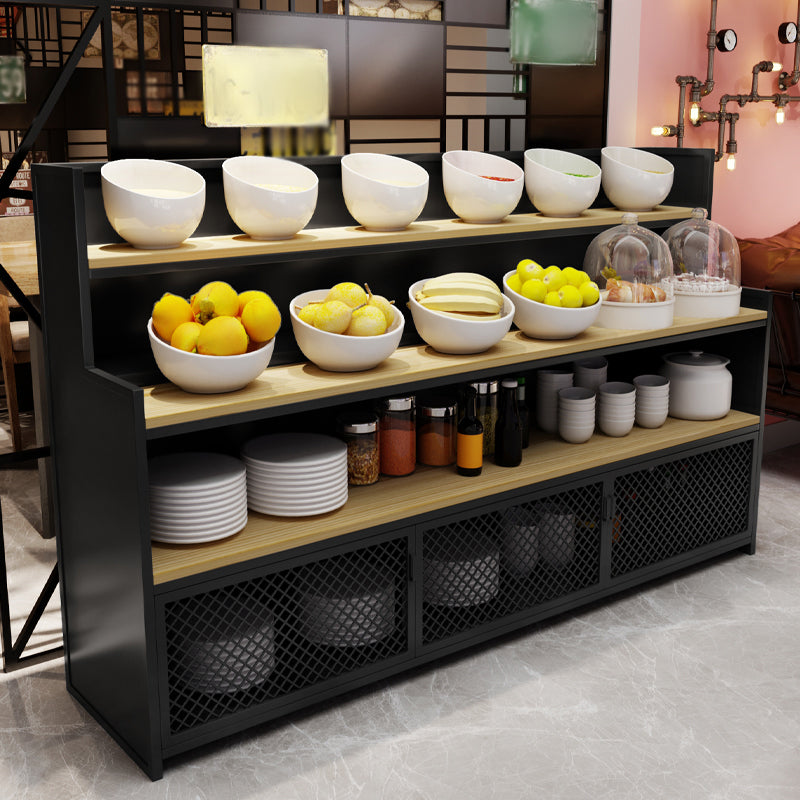 Modern 2 Cabinets Buffet Table Metal and Wood Credenza for Dining Room Clearhalo 'buffet_sideboard' 'Buffets & Sideboards' 'furn' 'furn_buffet_sideboard' 'Furniture' 'furniture_buffet_sideboard' 'Kitchen & Dining Furniture' 5035363