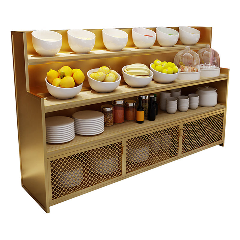 Modern 2 Cabinets Buffet Table Metal and Wood Credenza for Dining Room Gold Clearhalo 'buffet_sideboard' 'Buffets & Sideboards' 'furn' 'furn_buffet_sideboard' 'Furniture' 'furniture_buffet_sideboard' 'Kitchen & Dining Furniture' 5035365