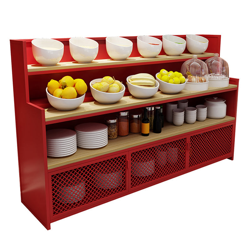 Modern 2 Cabinets Buffet Table Metal and Wood Credenza for Dining Room Red Clearhalo 'buffet_sideboard' 'Buffets & Sideboards' 'furn' 'furn_buffet_sideboard' 'Furniture' 'furniture_buffet_sideboard' 'Kitchen & Dining Furniture' 5035370