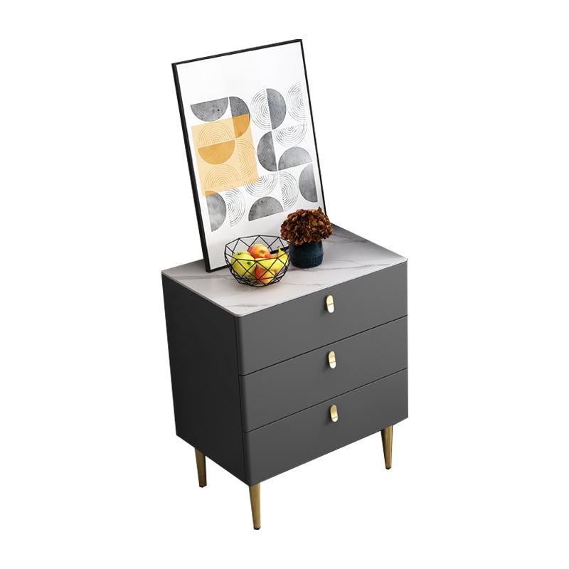 Glam Buffet/Console Pine Solid Wood and Stone Dining Buffet with Drawers 24"L x 16"W x 28"H Dark Gray Clearhalo 'buffet_sideboard' 'Buffets & Sideboards' 'furn' 'furn_buffet_sideboard' 'Furniture' 'furniture_buffet_sideboard' 'Kitchen & Dining Furniture' 5035461