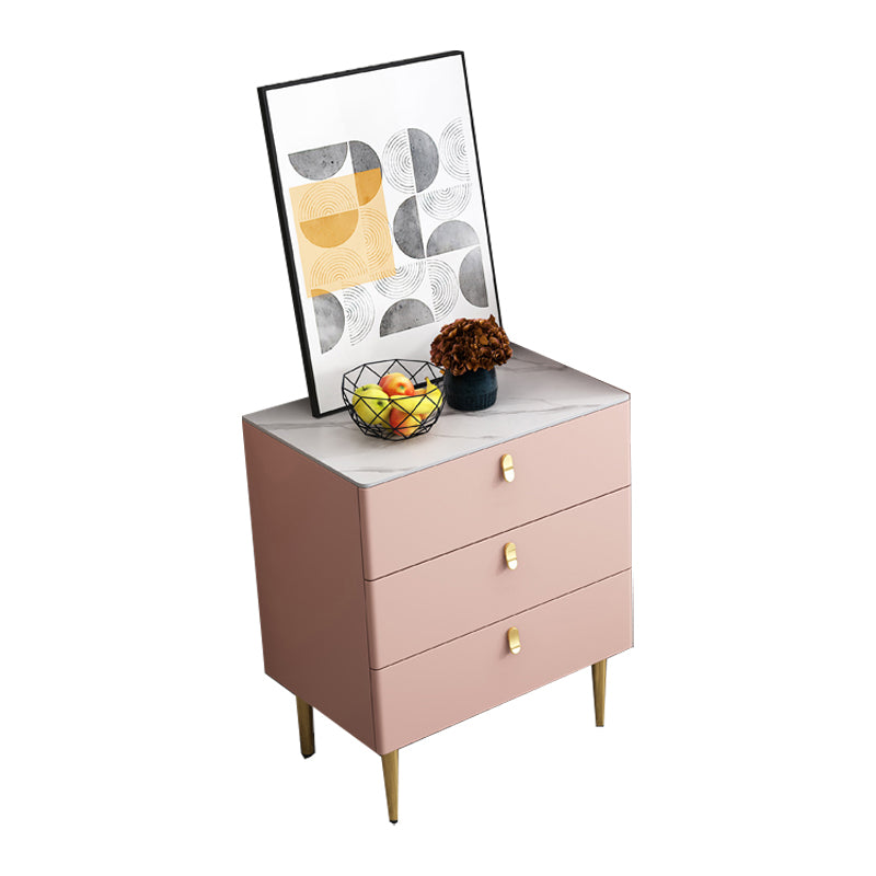 Glam Buffet/Console Pine Solid Wood and Stone Dining Buffet with Drawers 24"L x 16"W x 28"H Pink Clearhalo 'buffet_sideboard' 'Buffets & Sideboards' 'furn' 'furn_buffet_sideboard' 'Furniture' 'furniture_buffet_sideboard' 'Kitchen & Dining Furniture' 5035464