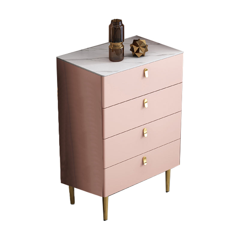 Glam Buffet/Console Pine Solid Wood and Stone Dining Buffet with Drawers 24"L x 16"W x 35"H Pink Clearhalo 'buffet_sideboard' 'Buffets & Sideboards' 'furn' 'furn_buffet_sideboard' 'Furniture' 'furniture_buffet_sideboard' 'Kitchen & Dining Furniture' 5035465